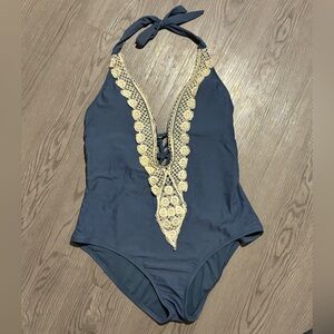 Blue Lace One Piece Swimsuit